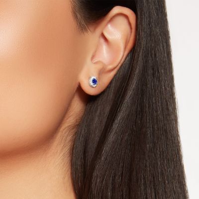 Regal Sapphire and Diamond Earrings 