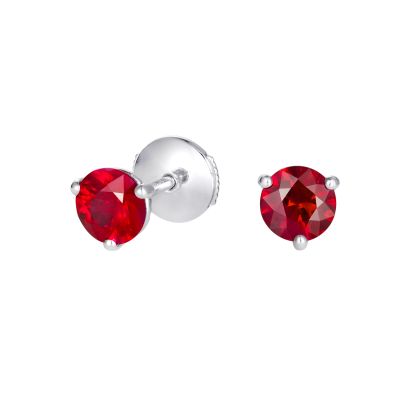 Solitaire Ruby Stud Earrings