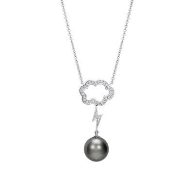 Storm Cloud Pearl and Diamond Pendant