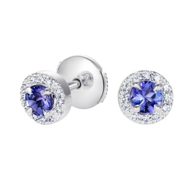 Regal Tanzanite and Diamond Earrings