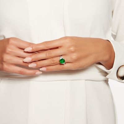 Trio Emerald and Diamond Ring