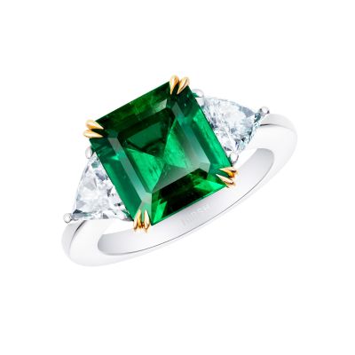 Trio Emerald and Diamond Ring