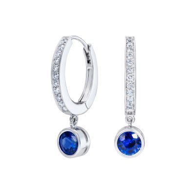 Venus Sapphire and Diamond Hoop Earrings