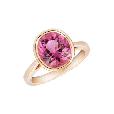 Elodie Pink Tourmaline and Sapphire Three Stone Ring - Gem Breakfast