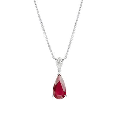 Wallace Pigeon Blood Ruby and Diamond Pendant
