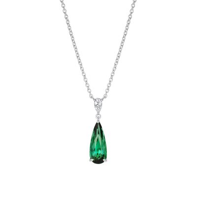 Wallace Green Tourmaline and Diamond Pendant