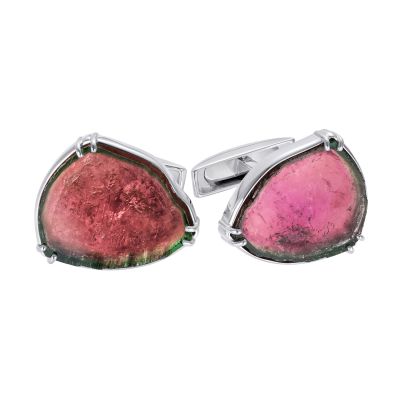 Unique Watermelon Tourmaline Cufflinks