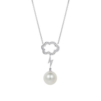 Storm Cloud Pearl and Diamond Pendant