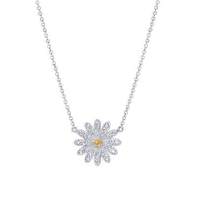 Wildflower Daisy Yellow Diamond Pendant