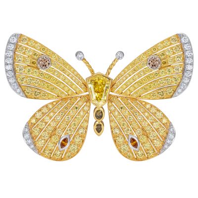 Butterfly Yellow Diamond Brooch