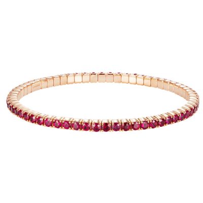 Ruby Tennis Bracelet 5 Carats Stretch to fit Technology 18K White Gold