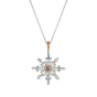 Snowflake Pendant set with Pink and Blue Diamonds
