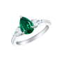 Trilogy Pear Shape Emerald and Diamond Ring