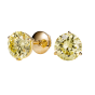 Solitaire Fancy Yellow Diamond Studs 2.70 Carats 