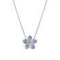 Wildflower Forget-Me-Not Sapphire and Yellow Diamond Pendant