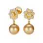 Wildflower Golden Pearl and Diamond Earrings