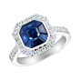 Small Blue Sapphire and Diamond Gatsby Ring