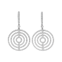 Large White Gold Diamond Saturn Drop Earrings