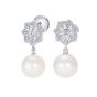 Wildflower White Pearl and Diamond Earrings