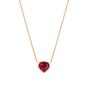 Heart shape rubellite solitaire pendant set in rose gold
