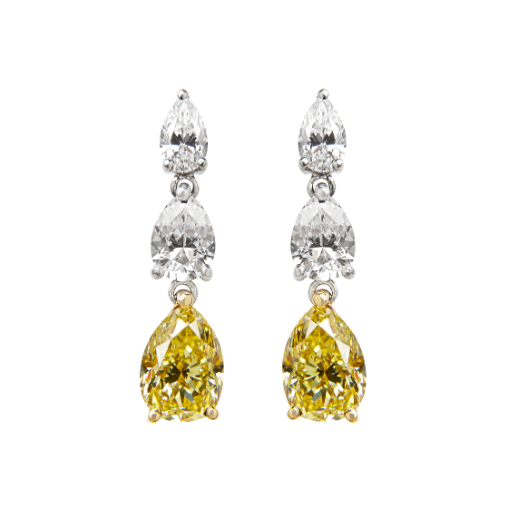 Trilogy Natural Fancy Yellow and White Diamond Earrings
