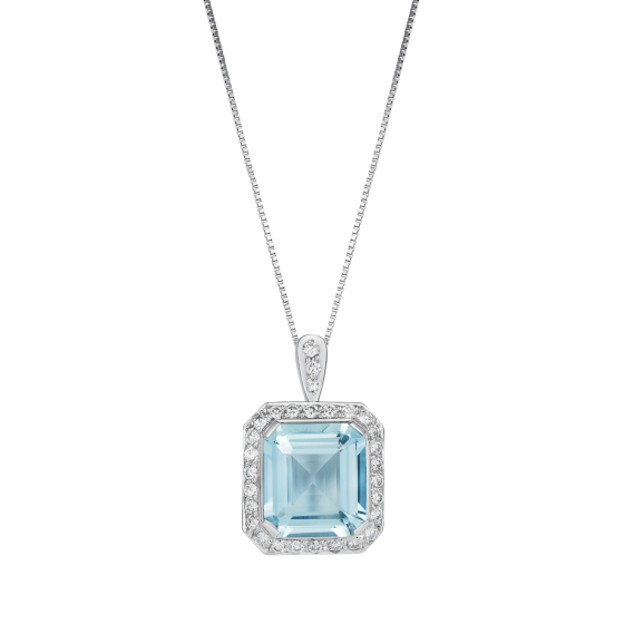 Regal Pendant in Aquamarine and Diamond