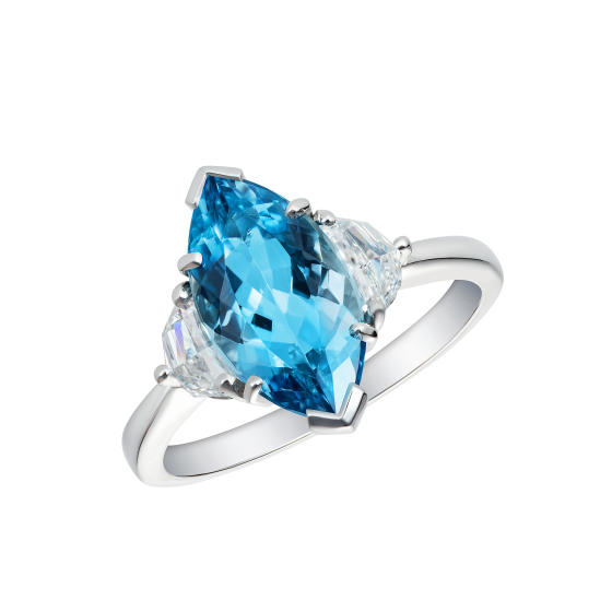 A Trio ring set with aquamarine and diamonds