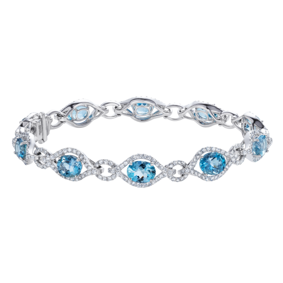 Regal Aquamarine and Diamond Bracelet