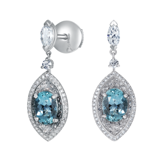 Cleopatra Aquamarine and Diamond Earrings 
