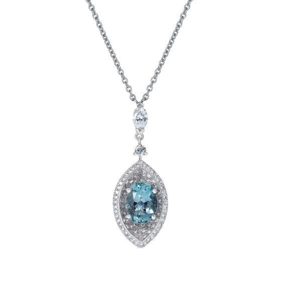 Cleopatra Aquamarine and Diamond Pendant