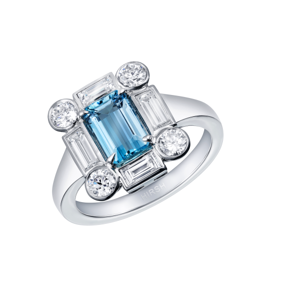 Ice Aquamarine and Diamond Ring