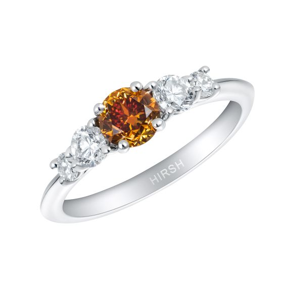 Cinq Orange Diamond and Diamond Ring