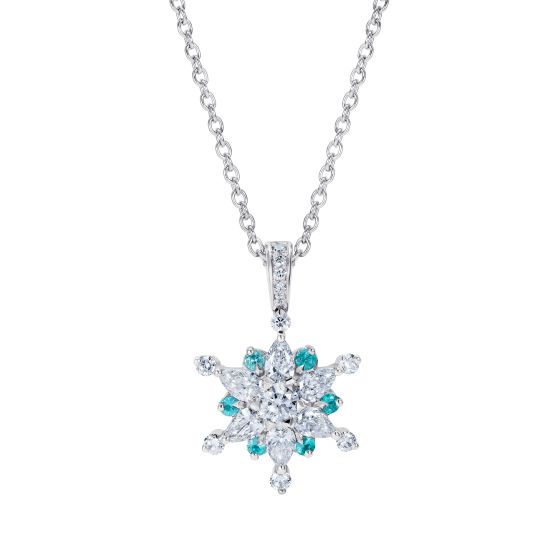 Snowflake Pendant set with Paraíba Tourmalines and Diamonds