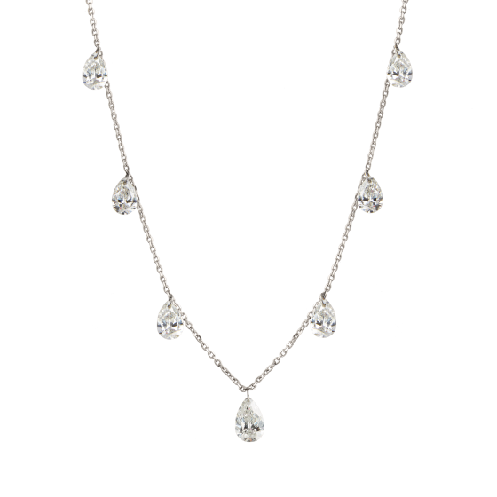 Pear Cut Diamond Suspense Necklace