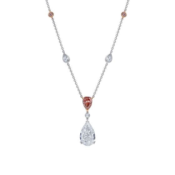 Mayfair Rose Necklace with Pink and White Diamonds