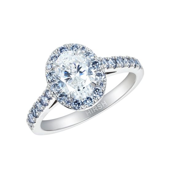 Regal Ring set with blue and white diamonds 