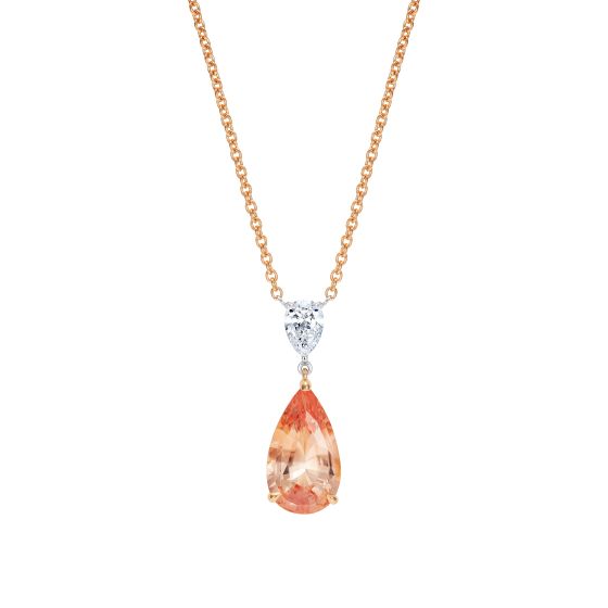 Wallace Padparadscha Sapphire and Diamond Pendant 