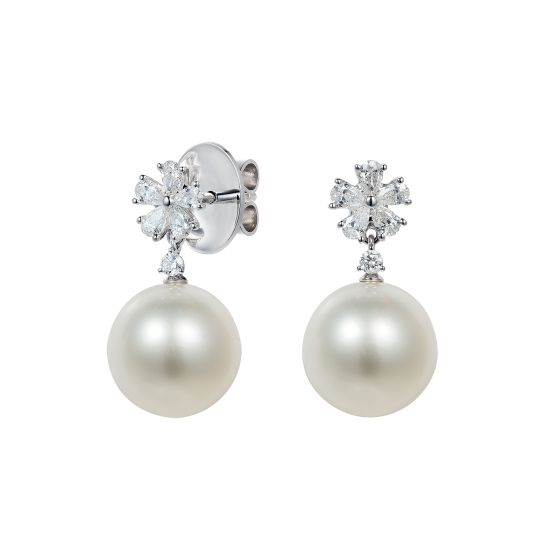 Beauchamp White Pearl and Diamond Earrings