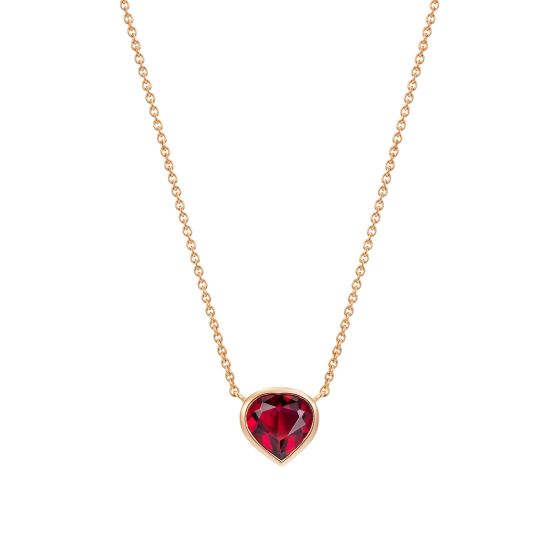 Heart shape rubellite solitaire pendant set in rose gold