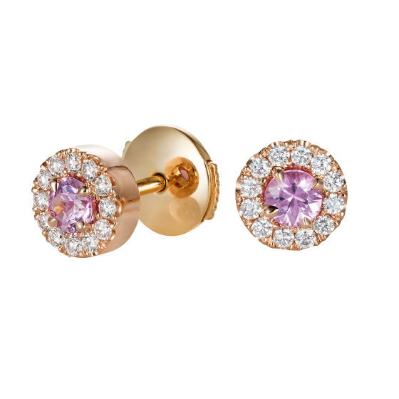 Regal Pink Sapphire and Diamond Earrings 