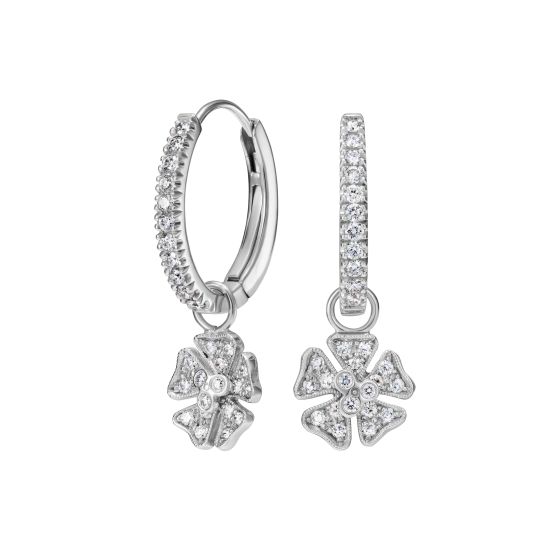 Hoop Buttercup Diamond Earrings in Platinum