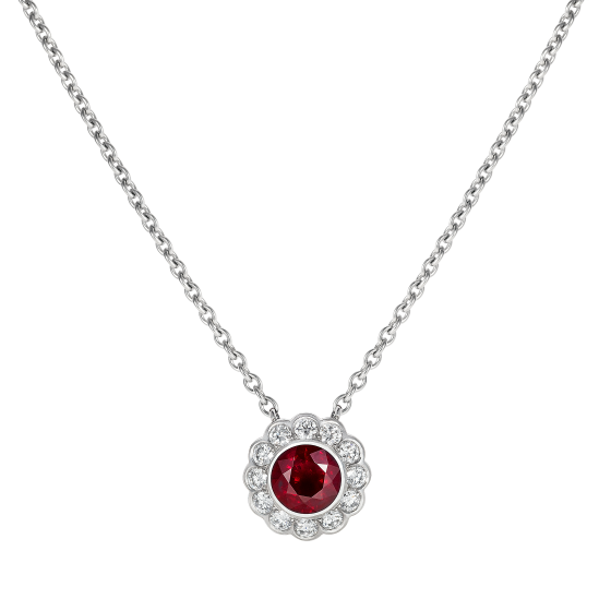 Carnation Ruby and Diamond Pendant