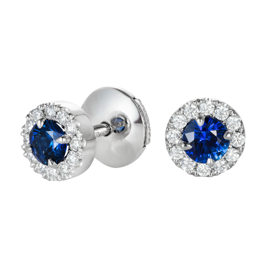 Regal Sapphire and Diamond Earrings 
