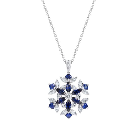 Snowflake Pendant set with Sapphires and Diamonds