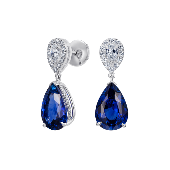 Burlington Royal Blue Sapphire and Diamond Earrings