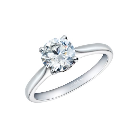 Solitaire Round Diamond Ring with Discreet Pink Diamonds 