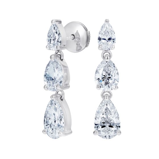 Trilogy Pear Shape Diamond Earrings