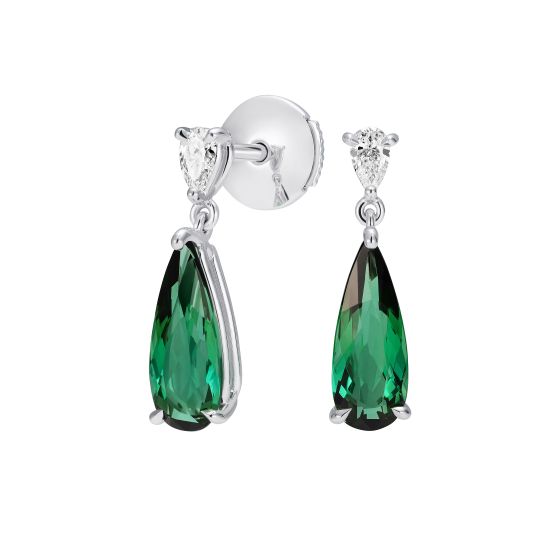 Tourmaline and diamond earrings set in platinum