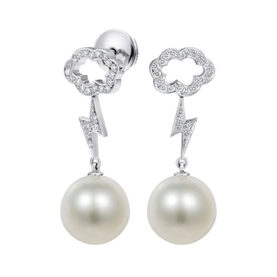 Storm Cloud Pearl and Diamond Earrings