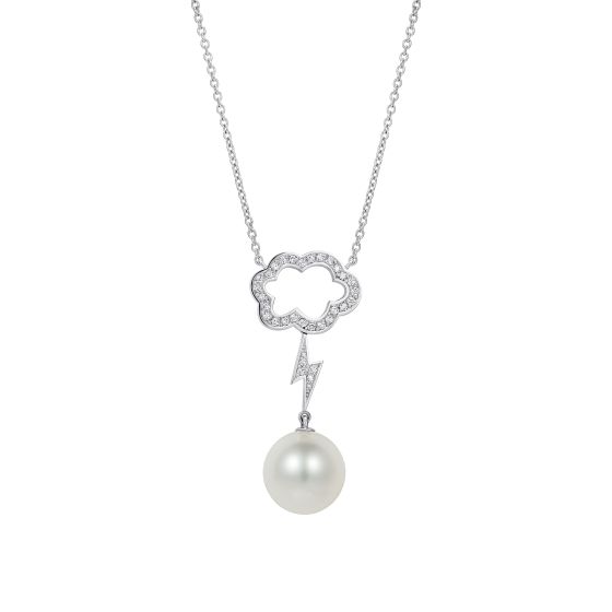 Storm Cloud Pearl and Diamond Pendant